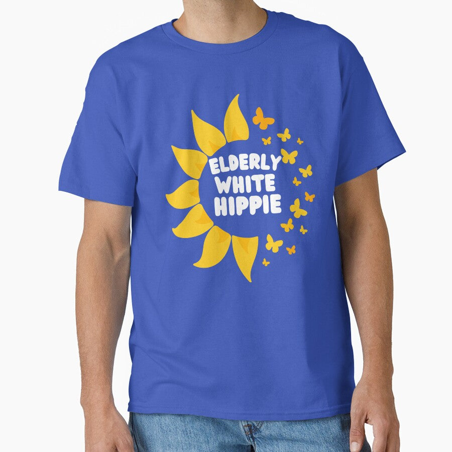Cute Elderly White Hippie Psychedelic Colors Flower Child Style by Feather Art T-Shirts, Hoodie, Sweatshirt (Image 1)