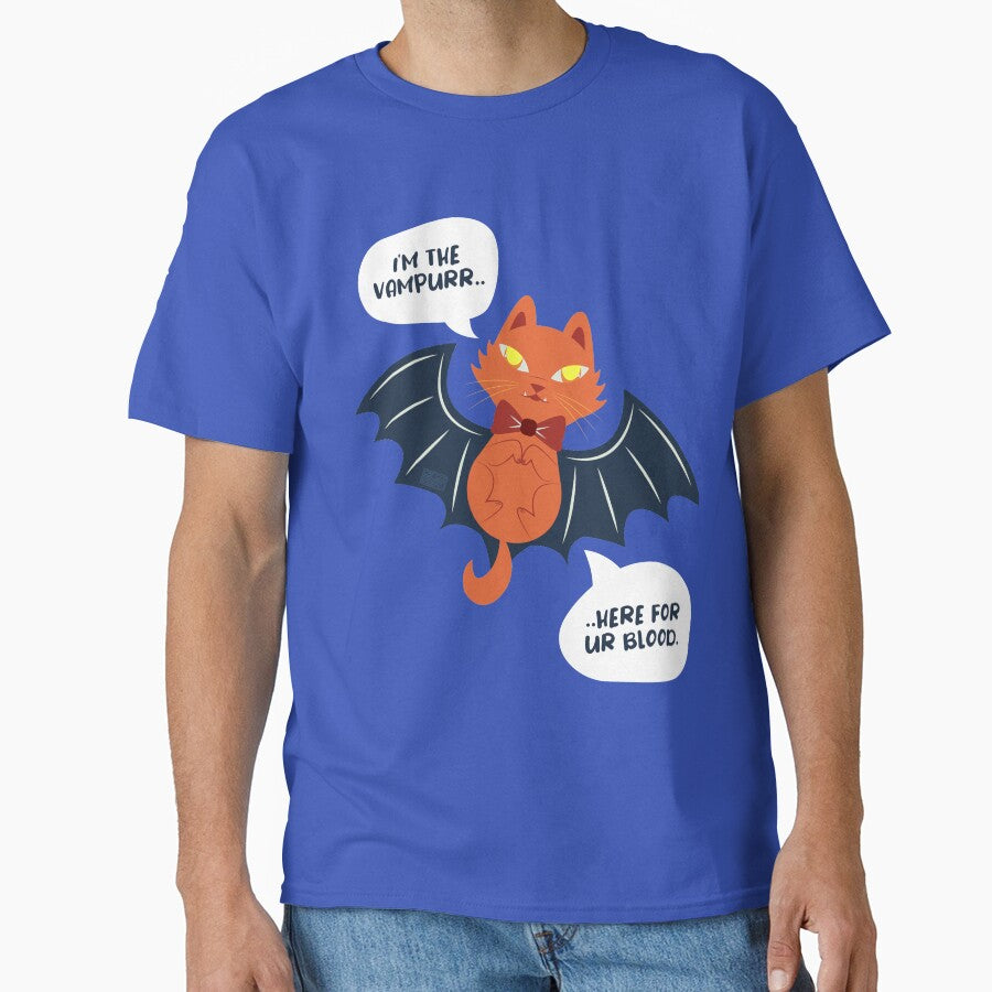 Funny Halloween Comics Bats Vamp Vampire Cat Vampurr Blood by porcodiseno T-Shirts, Hoodie, Sweatshirt (Image 1)