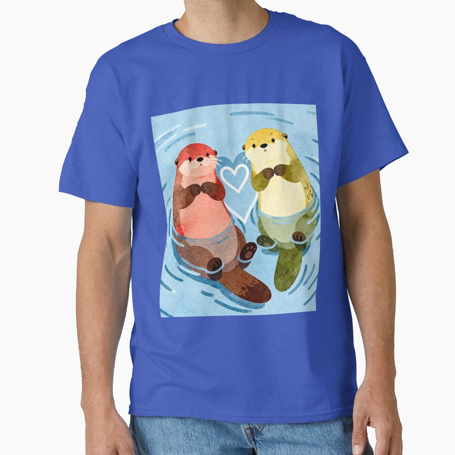 Significant Otter - Whimsical Watercolor Otters in Love by HappySproutArt T-Shirts, Hoodie, Sweatshirt (Image 1)