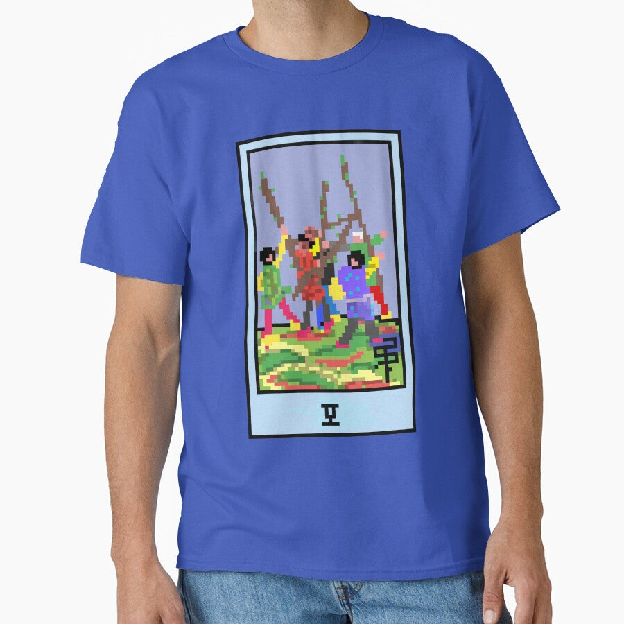 Wait, is this pixel art tarot? Blue - Minor Arcana 'Five of Wands' (Design for T-shirt, stickers and other... (Image 1)