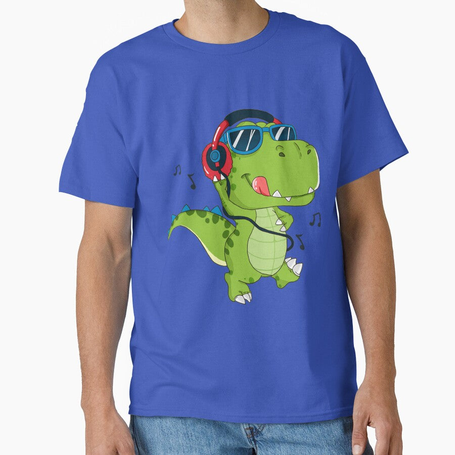 Dinosaur With Headphones Listening To Music by KellySX T-Shirts, Hoodie, Sweatshirt | BlankRebels.com (Image 1)