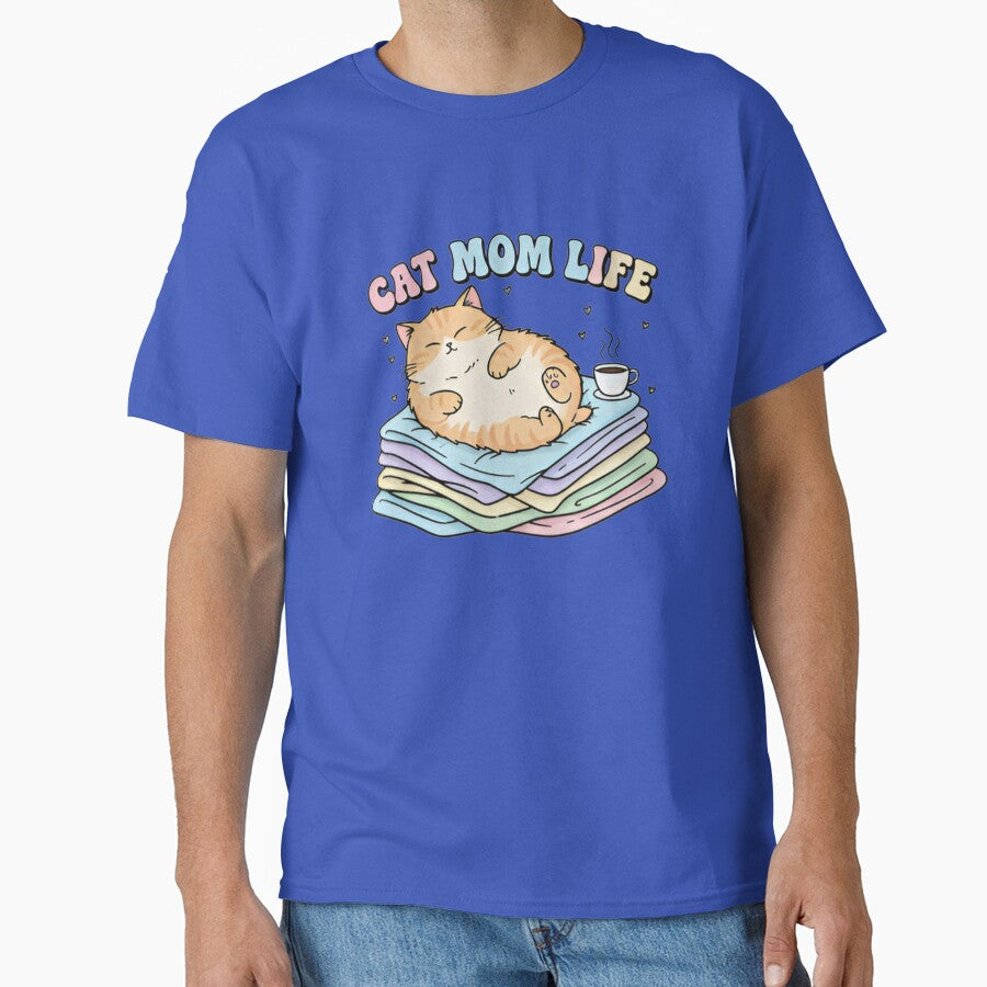 Cat Mom Life Sticker – Chubby Lazy Cat Meme Shirt  Cute Pastel Cat Lover Illustration by ZyxDes Hoodie, Sweatshirt (Image 1)