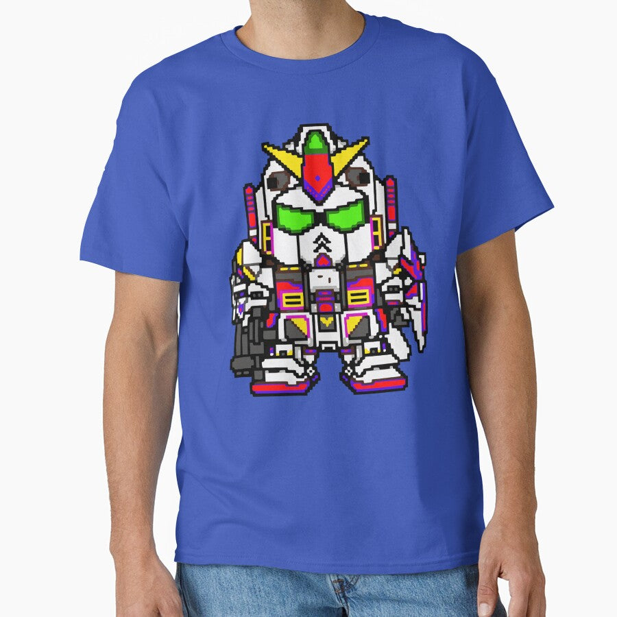 GUNDAM Mecha Robot Japan Anime T-shirt Dot Art Tee 80's Gun-damn Mobile Suit Anime t-shirt Unisex Kawaii Tee... (Image 1)