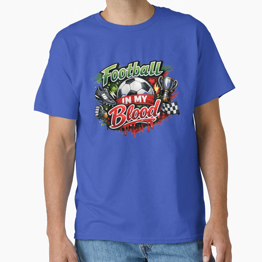 Football In My Blood | Soccer Ball, Trophy, Racing Flag by DNHZstore
