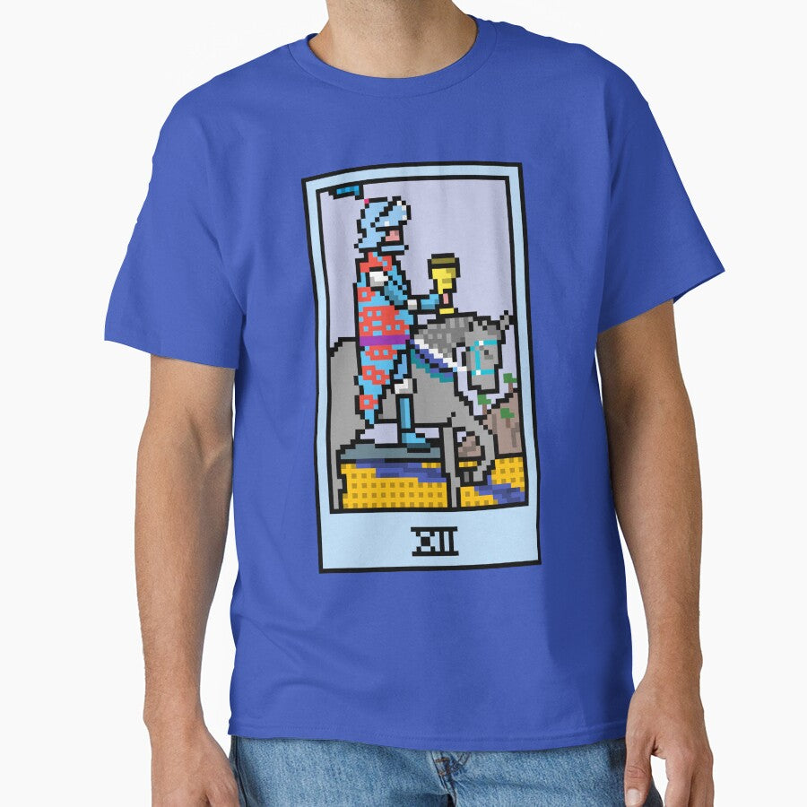 Wait Is This Pixel Art Tarot? Blue Minor Arcana 'Knight Cups' ( Stickers Other Accessories) T-Shirts, Hoodie, Sweatshirt