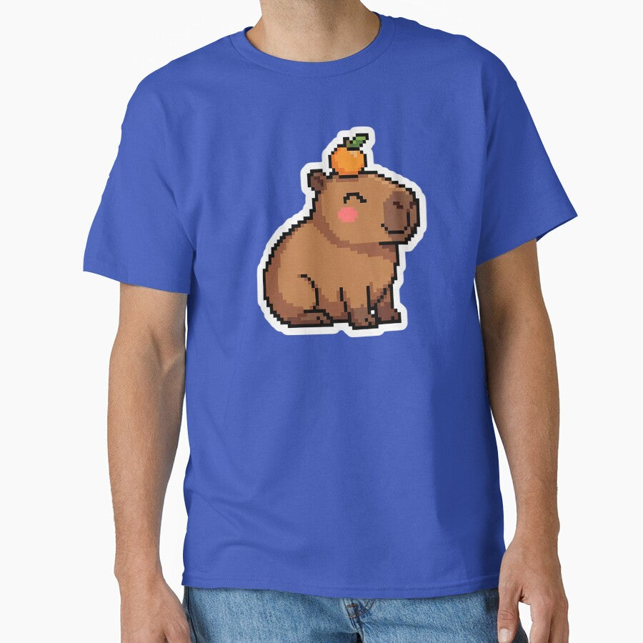 Cute Kawaii Pixel Art Capybara with Orange by PixelAlchemyHQ T-Shirts, Hoodie, Sweatshirt | BlankRebels.com (Image 1)