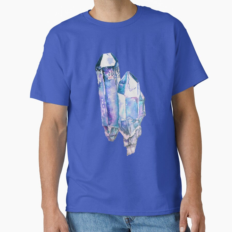 Two Blue Amethyst crystal, watercolour crystal painting. Crystal Healing by Goldstarwork T-Shirts, Hoodie,... (Image 1)