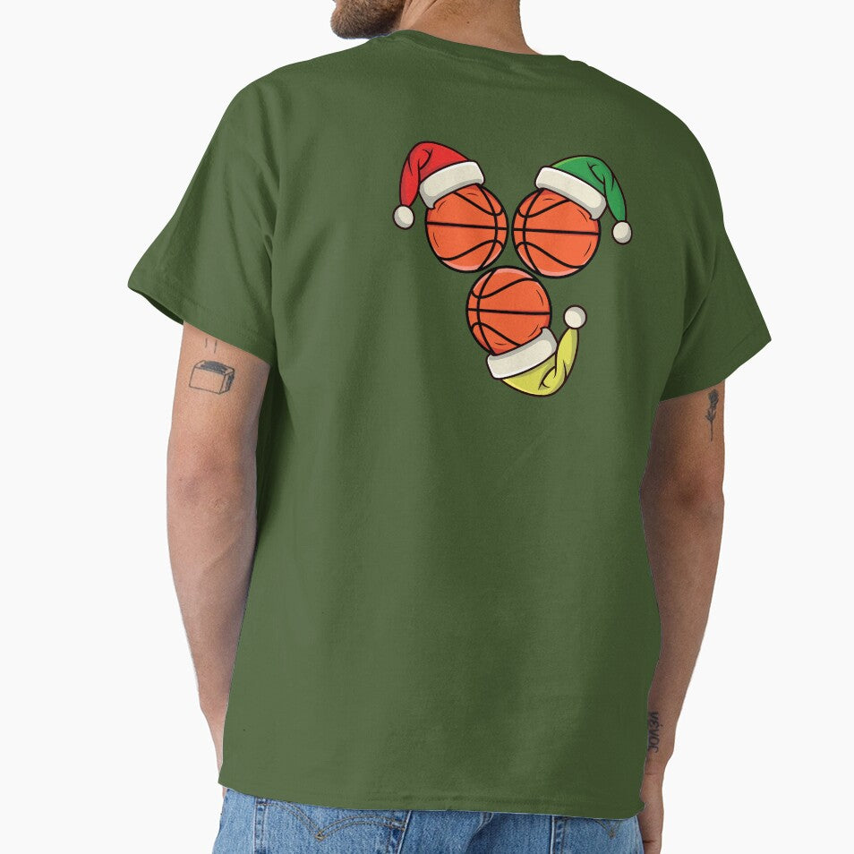Funny christmas basketball holiday with xmas hat by Donutlovers T-Shirts, Hoodie, Sweatshirt | BlankRebels.com (Image 1)