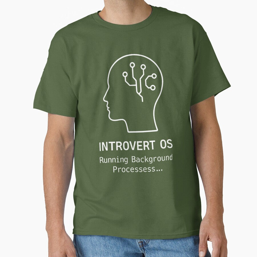 Introvert OS Line Art | Running Background Processes Hoodie, T-Shirt, Sticker & Gift for Introverts, Thinkers,... (Image 1)