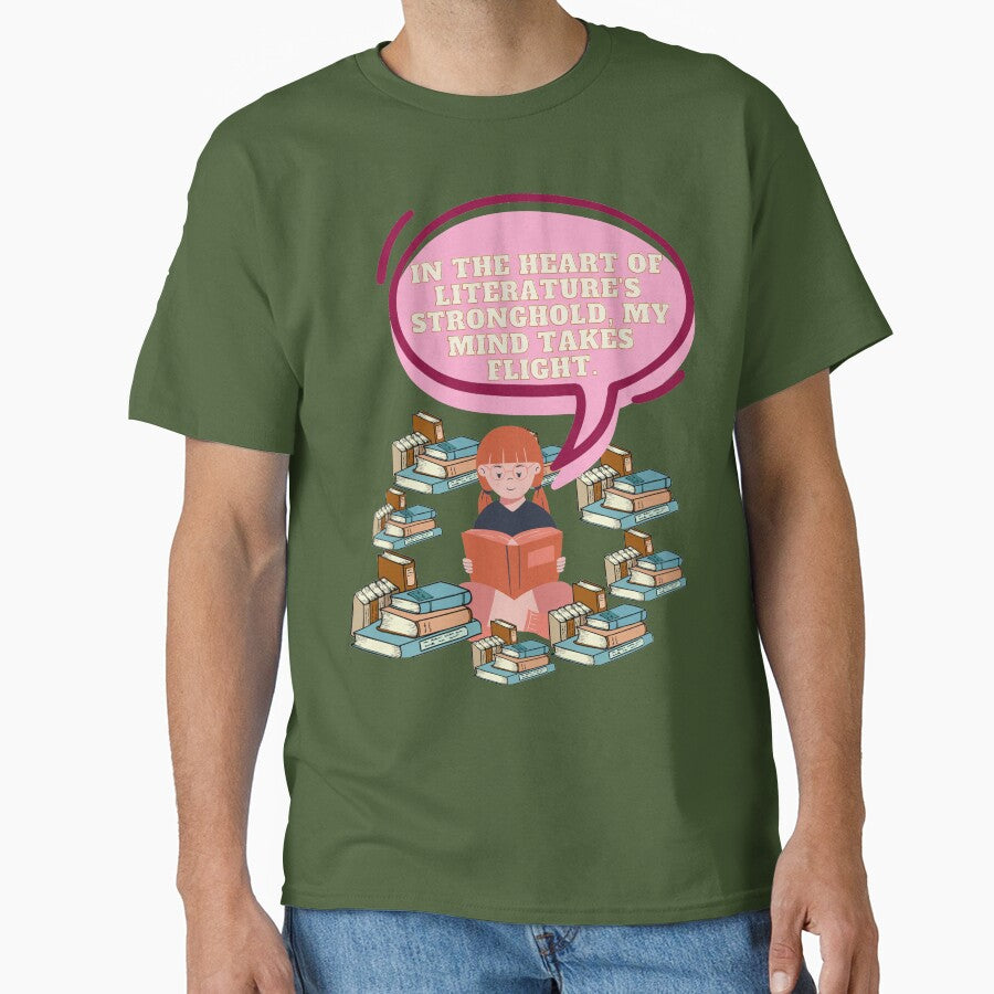 In the heart of literature's stronghold, my mind takes flight. by ioankoll213 T-Shirts, Hoodie, Sweatshirt (Image 1)