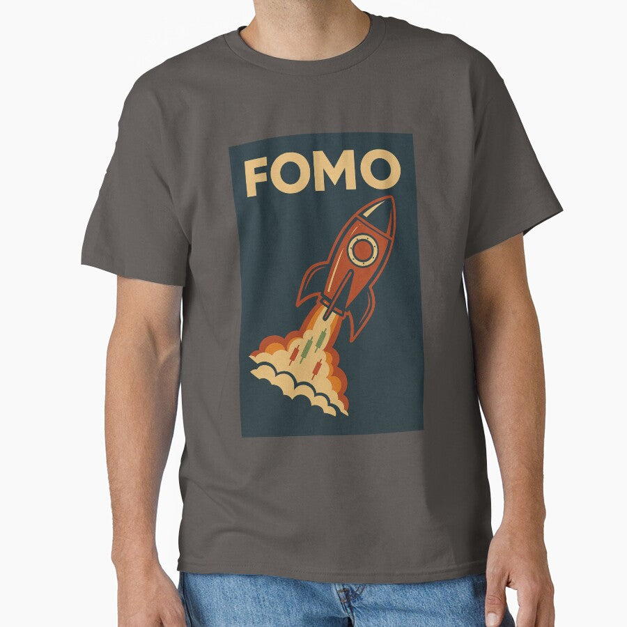 FOMO Rocket – Retro Stock Market Blast-Off Design by BullishJunkie T-Shirts, Hoodie, Sweatshirt | BlankRebels.com (Image 1)
