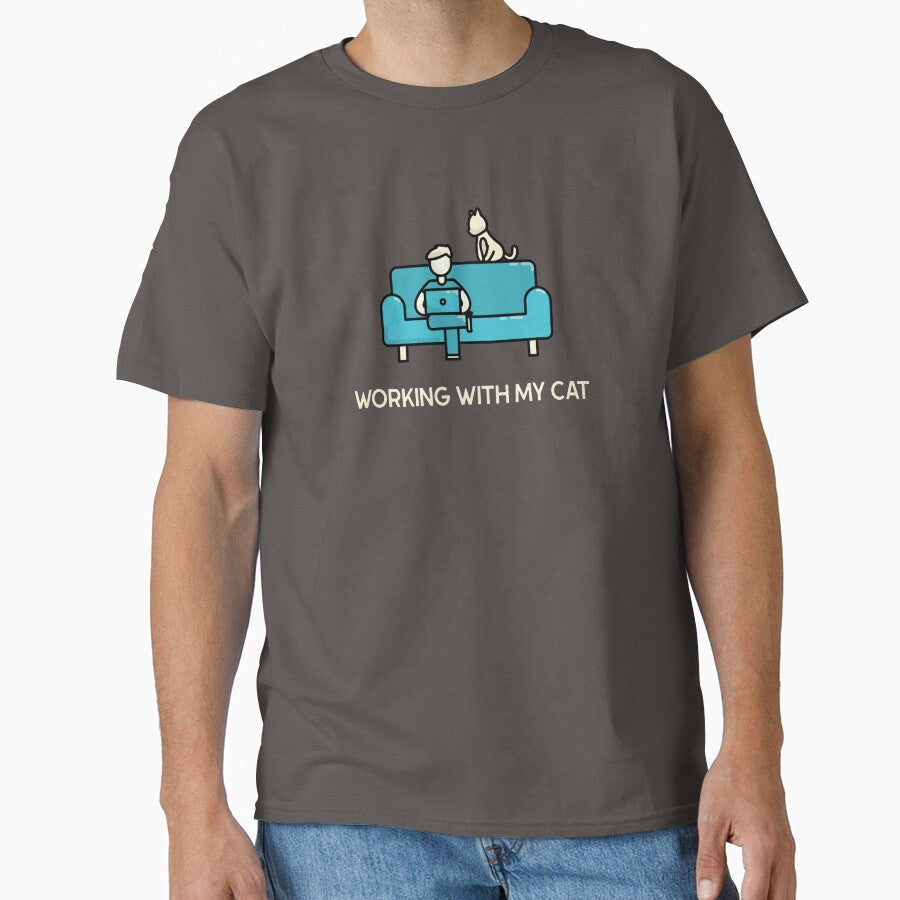 Working With My Cat by HappyFunnyTees T-Shirts, Hoodie, Sweatshirt | BlankRebels.com (Image 1)