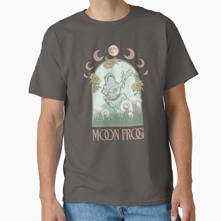 Moon Frog – Cottagecore Frog Playing Lute Shirt | Whimsigoth by Comfort-shirt Hoodie, Sweatshirt | BlankRebels.com (Image 1)