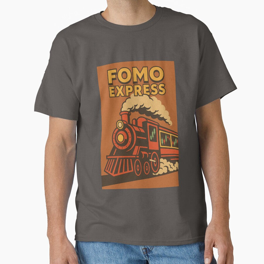 FOMO Express – Retro Stock Market Train Design by BullishJunkie T-Shirts, Hoodie, Sweatshirt | BlankRebels.com (Image 1)