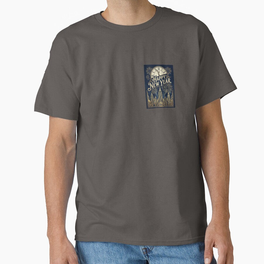 Happy New Year Skyline | Gold Art Deco New Year’s Eve Illustration by Union & Thread T-Shirts, Hoodie, Sweatshirt (Image 1)