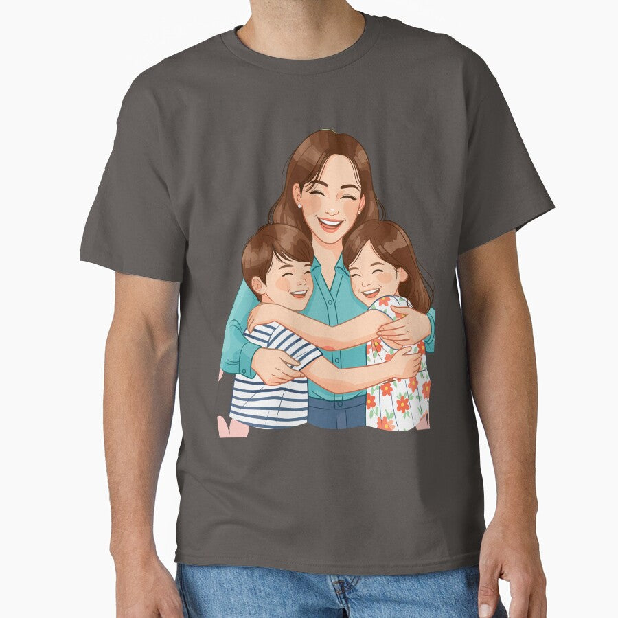 Super Mom Hugging Son and Daughter - Happy Family by Great Sun T-Shirts, Hoodie, Sweatshirt | BlankRebels.com (Image 1)