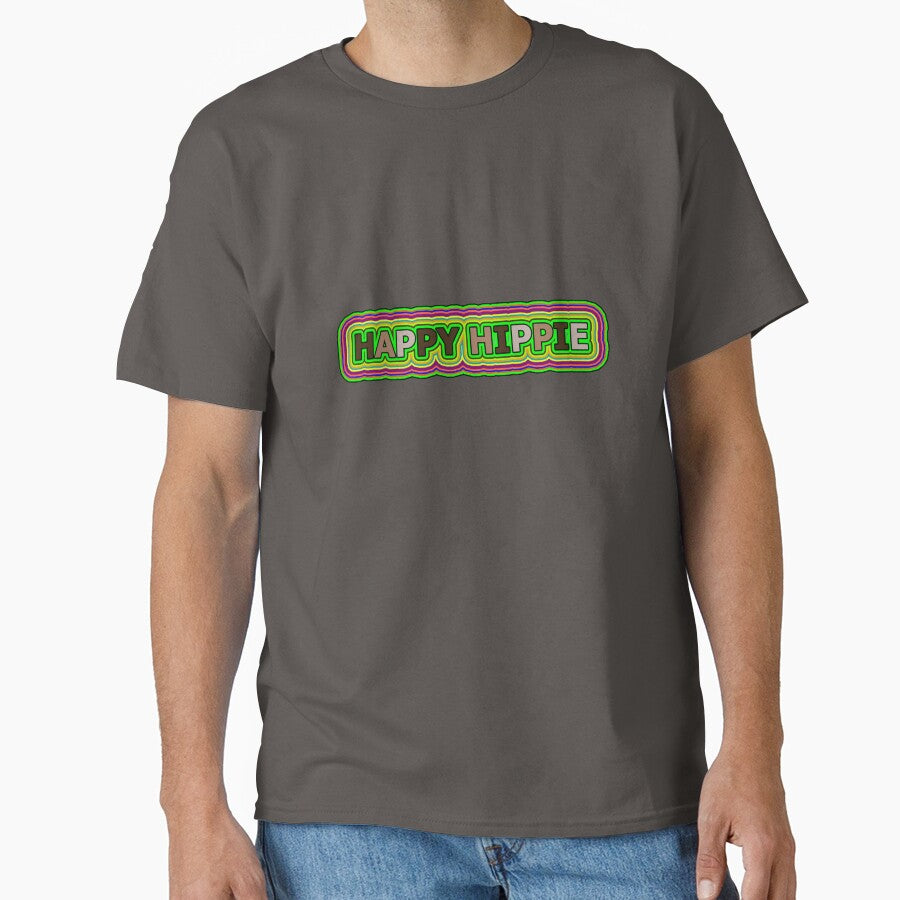 Happy Hippie Words Hippie Vibes Retro Lines 1 of 4 by Beachy T-Shirts, Hoodie, Sweatshirt | BlankRebels.com (Image 1)