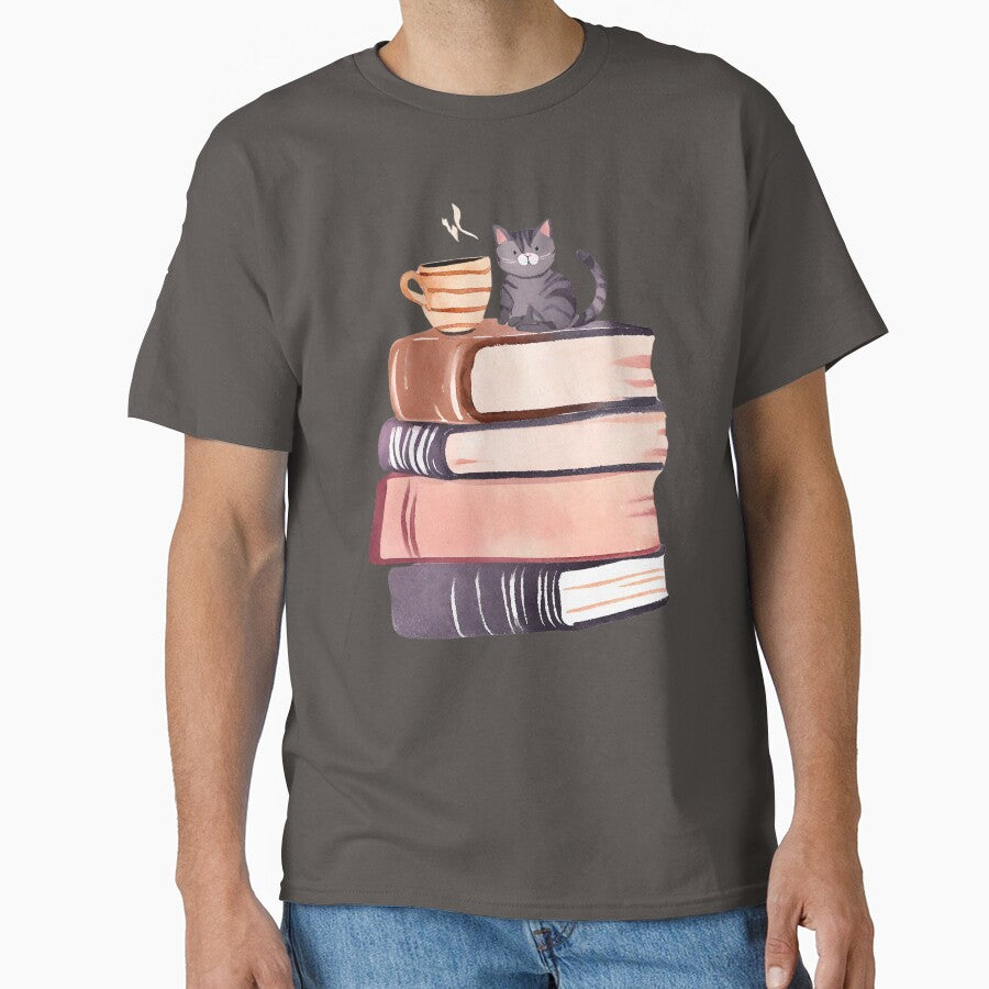 Books and Coffee and Cats, Cute Watercolor by FarmOfCuties T-Shirts, Hoodie, Sweatshirt | BlankRebels.com (Image 1)