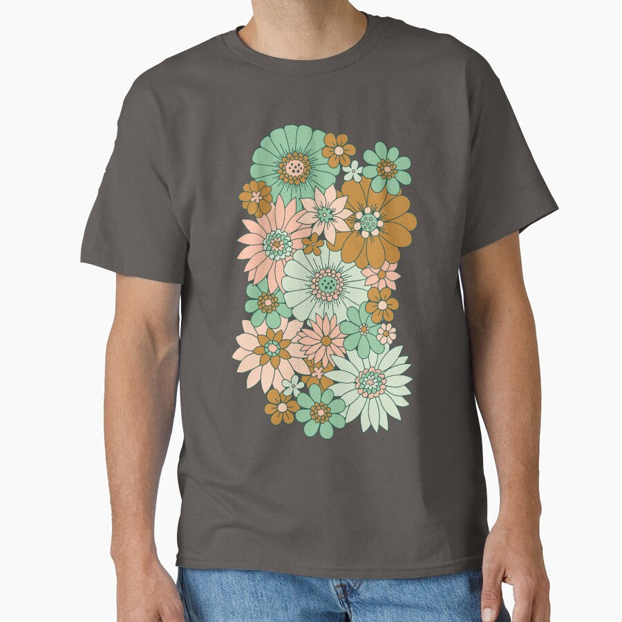 Retro Daisies in Blush + Jade by latheandquill T-Shirts, Hoodie, Sweatshirt | BlankRebels.com (Image 1)