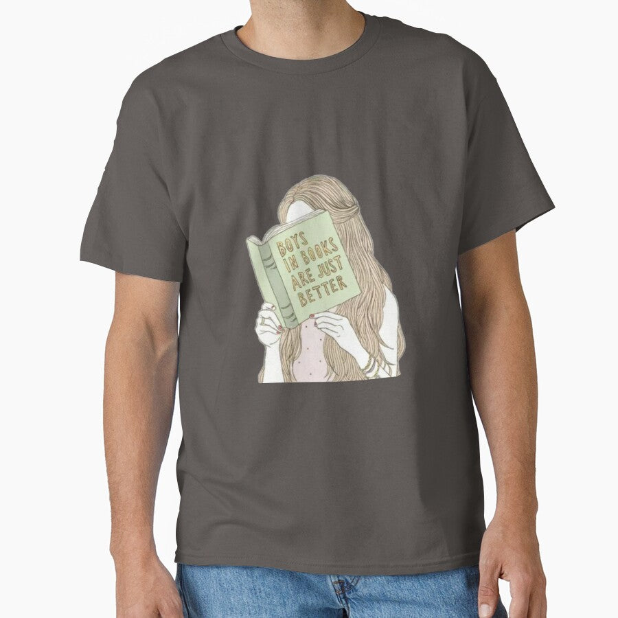 Boys in books are just better - Girl reading book by DuaaSiddiqui T-Shirts, Hoodie, Sweatshirt | BlankRebels.com (Image 1)