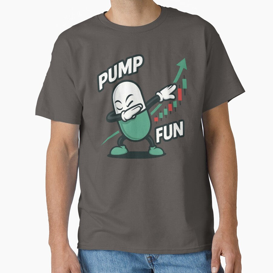 Dabbing Pump.fun Pill | Crypto Meme Cartoon Design by WAUZ T-Shirts, Hoodie, Sweatshirt | BlankRebels.com (Image 1)