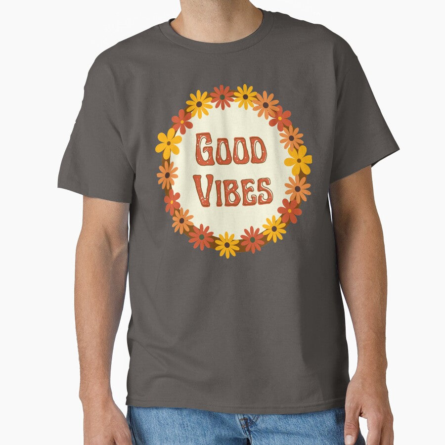 Good vibes hippie flowers grey by DemonicGloom T-Shirts, Hoodie, Sweatshirt | BlankRebels.com (Image 1)