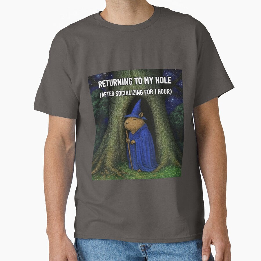 Capybara – “Returning to My Hole (After Socializing for 1 Hour)” by Capybarastore_77 T-Shirts, Hoodie, Sweatshirt (Image 1)
