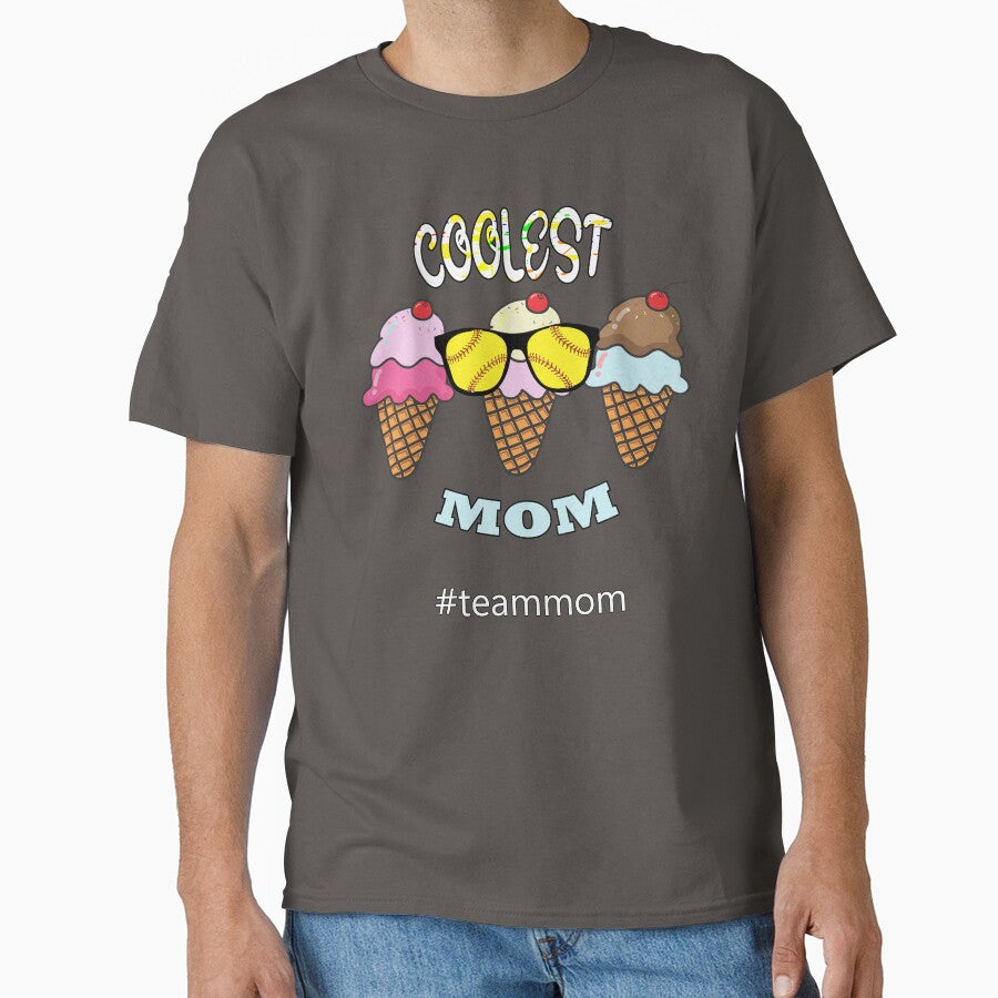 Cool Retro Ice Cream Coolest Softball Mom by tamdevo1 T-Shirts, Hoodie, Sweatshirt | BlankRebels.com (Image 1)