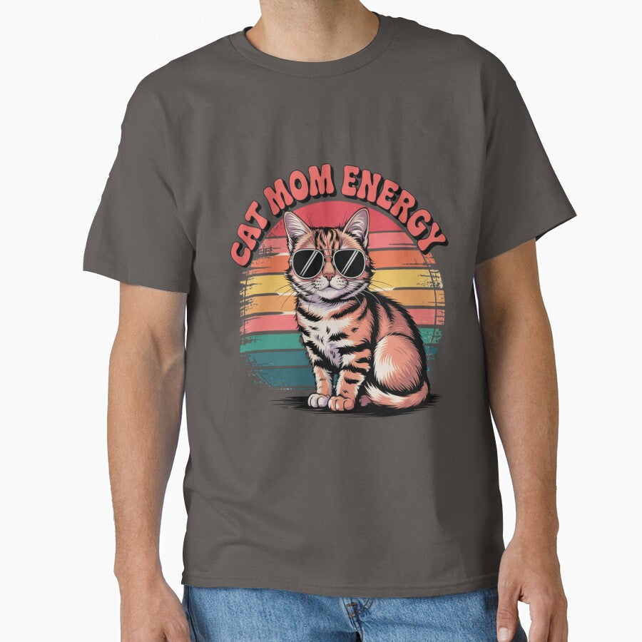 Cat Mom Energy – Funny Retro Vintage Cat Lover T-Shirt by Cophros Hoodie, Sweatshirt | BlankRebels.com (Image 1)
