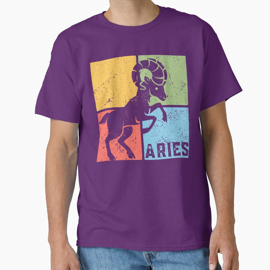 Aries Zodiac Sign Pastel Retro Pop Art Geometric T-Shirts, Hoodie, Sweatshirt