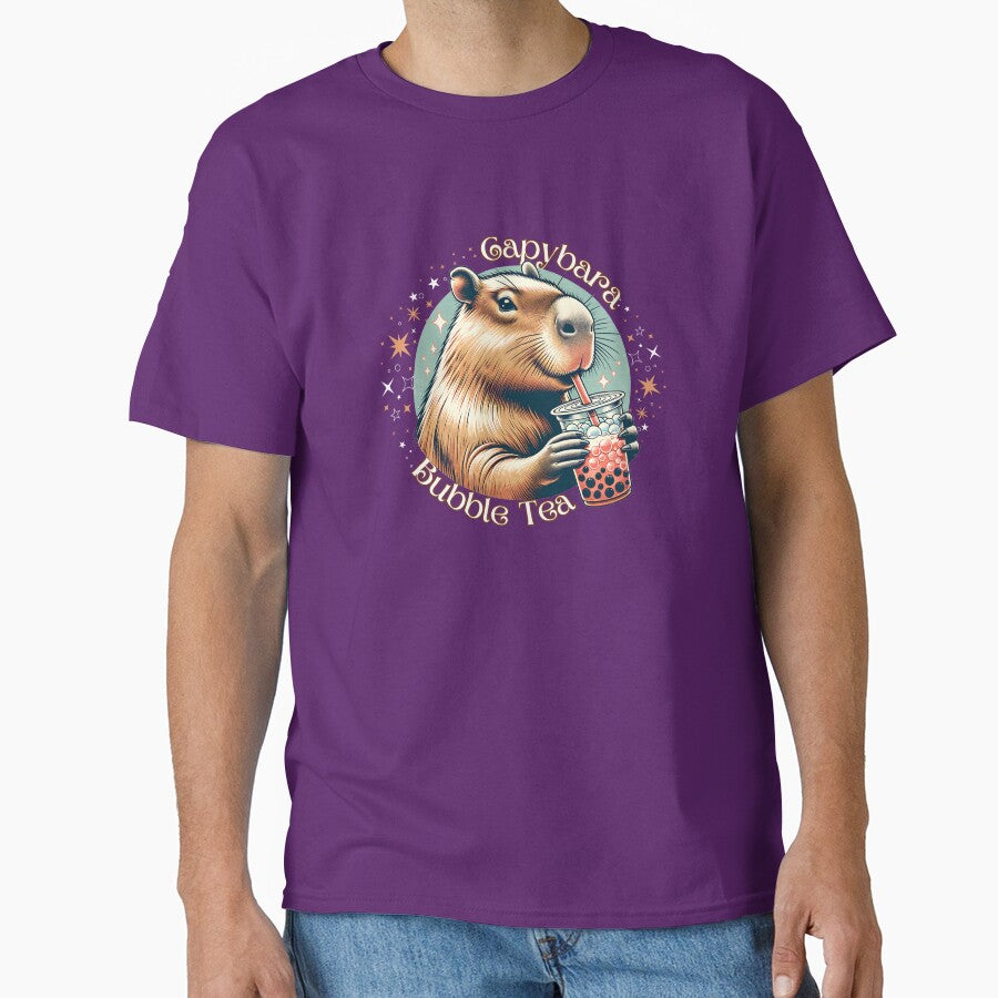 Capybara Bubble Tea – Cute Retro Animal Illustration T-Shirts, Hoodie, Sweatshirt
