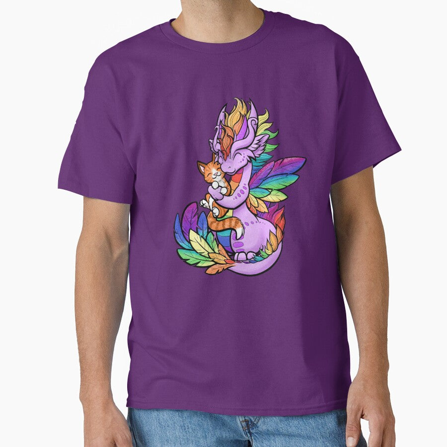 Rainbow Dragon with Kitty Friend by Dragons and Beasties T-Shirts, Hoodie, Sweatshirt | BlankRebels.com (Image 1)