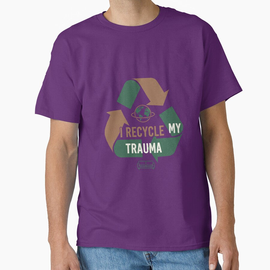 I Recycle My Trauma Funny Mental Health Sticker - Dark Humor Therapy Joke Eco Conscious by RealVibeVault... (Image 1)