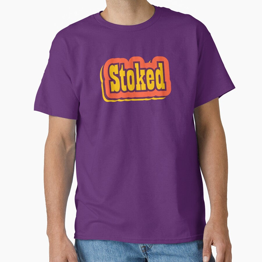 Stoked Retro Typography, Vintage Slang Word by ArtNoveltee T-Shirts, Hoodie, Sweatshirt | BlankRebels.com (Image 1)