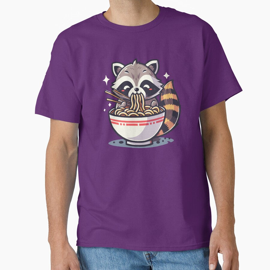 Cozy Raccoon Noodle Feast - Cute Animal Art by Designowner T-Shirts, Hoodie, Sweatshirt | BlankRebels.com (Image 1)
