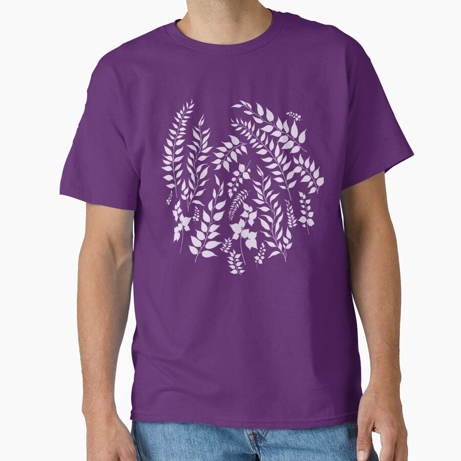 Greenery Botanical Print Lavender and White by SilverPegasus T-Shirts, Hoodie, Sweatshirt | BlankRebels.com (Image 1)