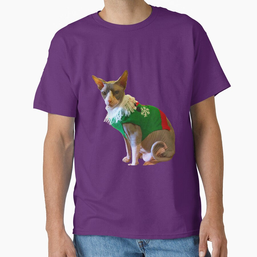 Hairless Cat Purple Background T-Shirts, Hoodie, Sweatshirt