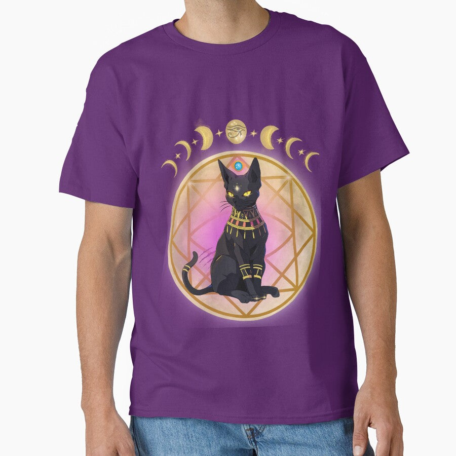 Mystic Sphynx Cat with Third Eye – Spiritual Black Cat Illustration by ExoticByJoanna T-Shirts, Hoodie, Sweatshirt (Image 1)