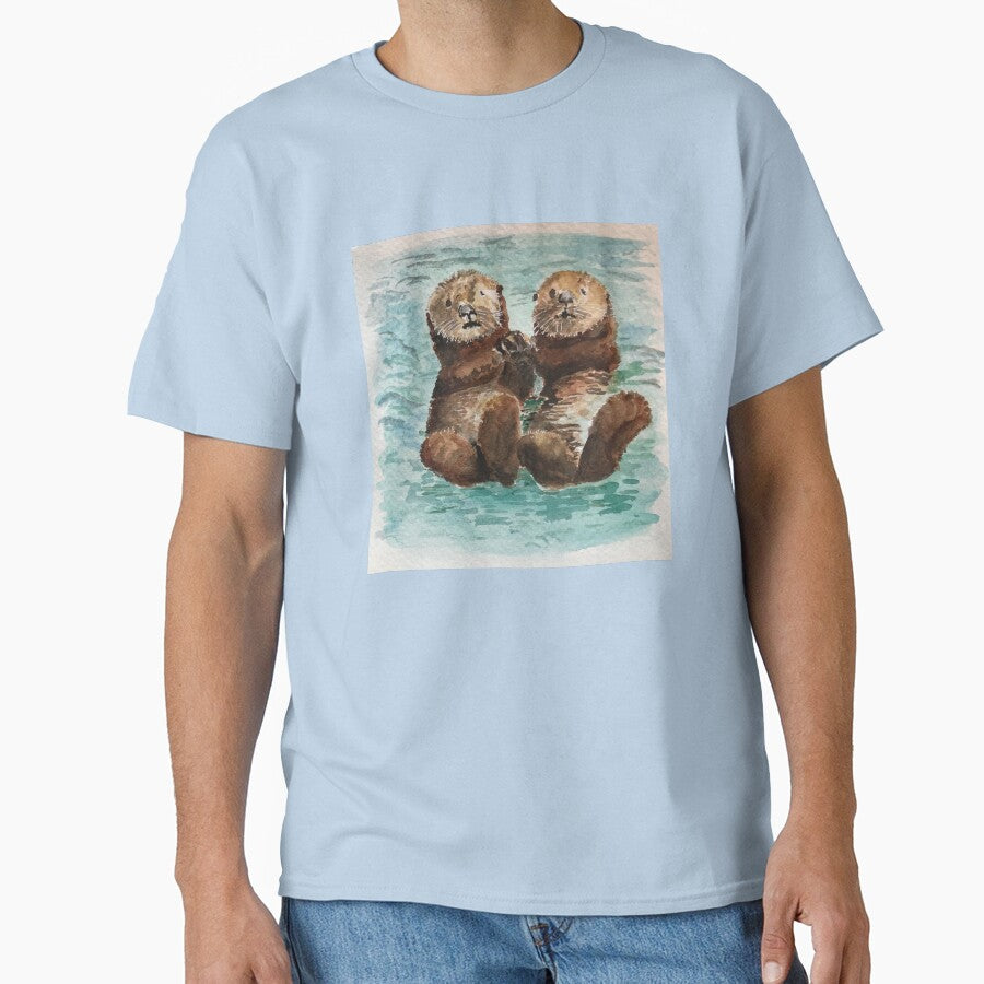 Hairy otters holding hands by ClareKirwan T-Shirts, Hoodie, Sweatshirt | BlankRebels.com (Image 1)