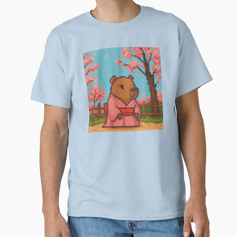 Sakura Serenity – Capybara in Kimono Pixel Art by retro_pixel T-Shirts, Hoodie, Sweatshirt | BlankRebels.com (Image 1)