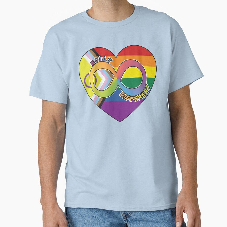 Built Different | Neurodivergent + Progress Pride by Cryptid-Ohio T-Shirts, Hoodie, Sweatshirt | BlankRebels.com (Image 1)