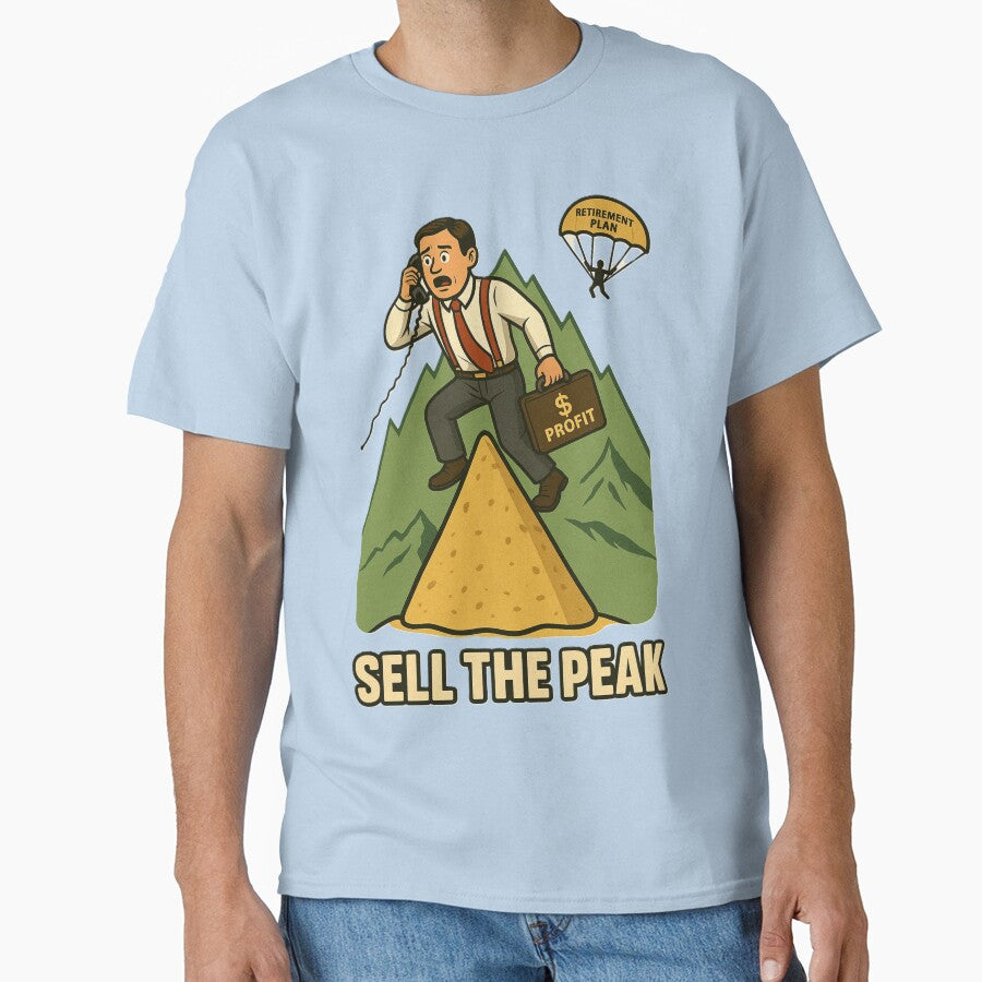 Sell the Peak - Retro Trader on a Tortilla Summit by Gooralwwl T-Shirts, Hoodie, Sweatshirt | BlankRebels.com (Image 1)