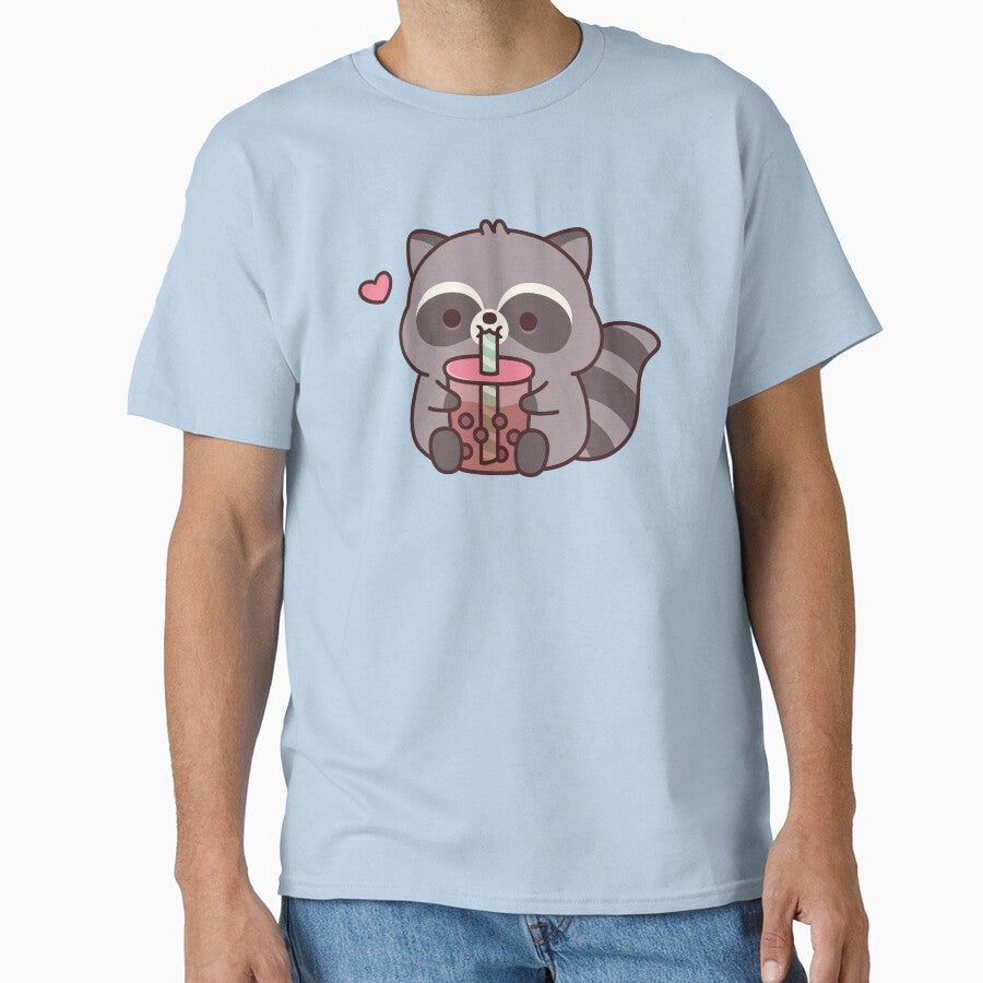Cute Chubby Raccoon Loves Bubble Tea by rustydoodle T-Shirts, Hoodie, Sweatshirt | BlankRebels.com (Image 1)