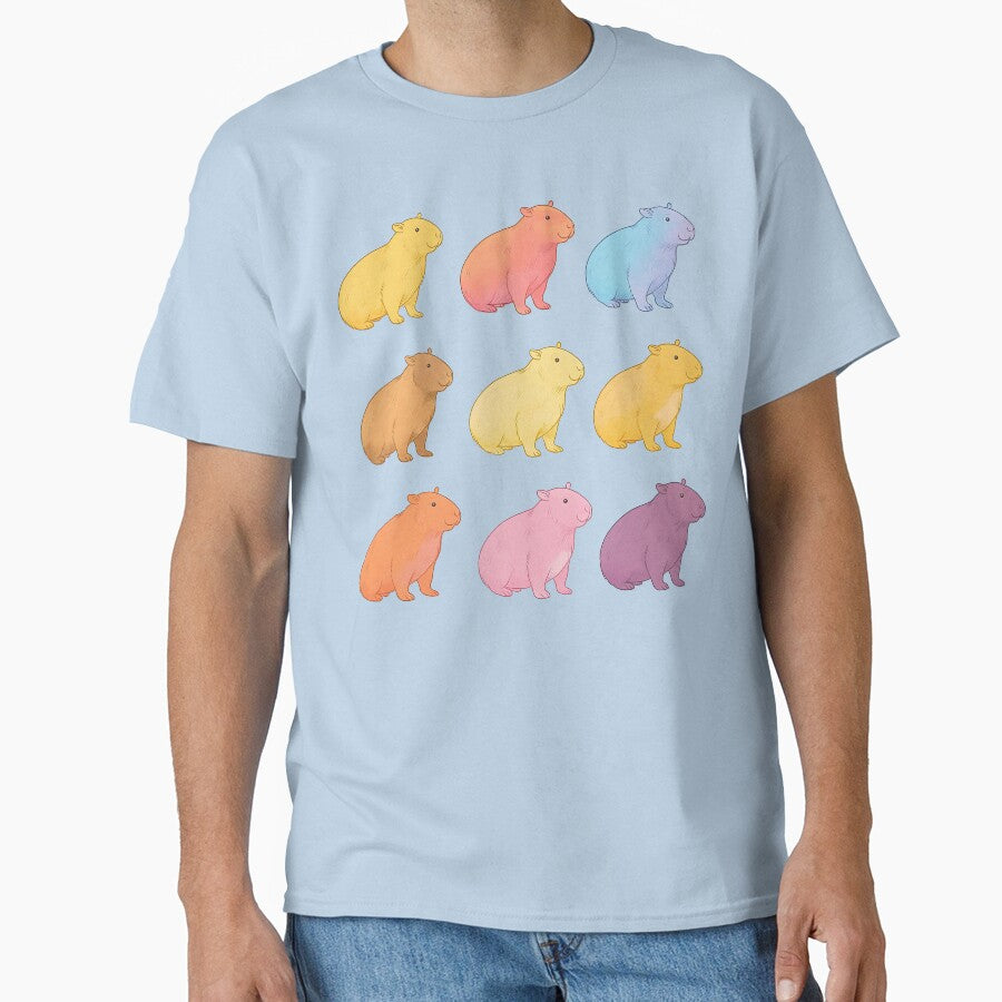 Colorful Capybara Illustration Grid by ArtfulWeave T-Shirts, Hoodie, Sweatshirt | BlankRebels.com (Image 1)