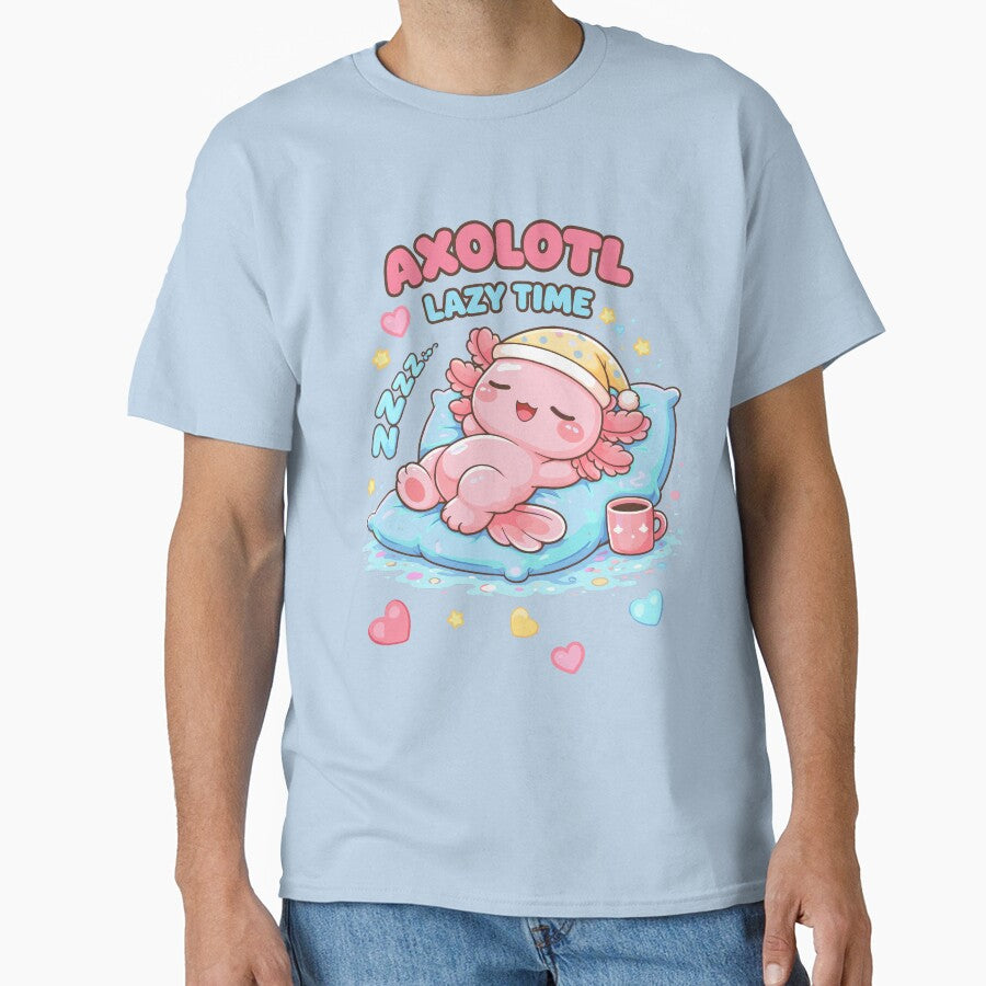 Copy of Cute Lazy Axolotl in Kawaii Funny Style by Sitchko T-Shirts, Hoodie, Sweatshirt | BlankRebels.com (Image 1)