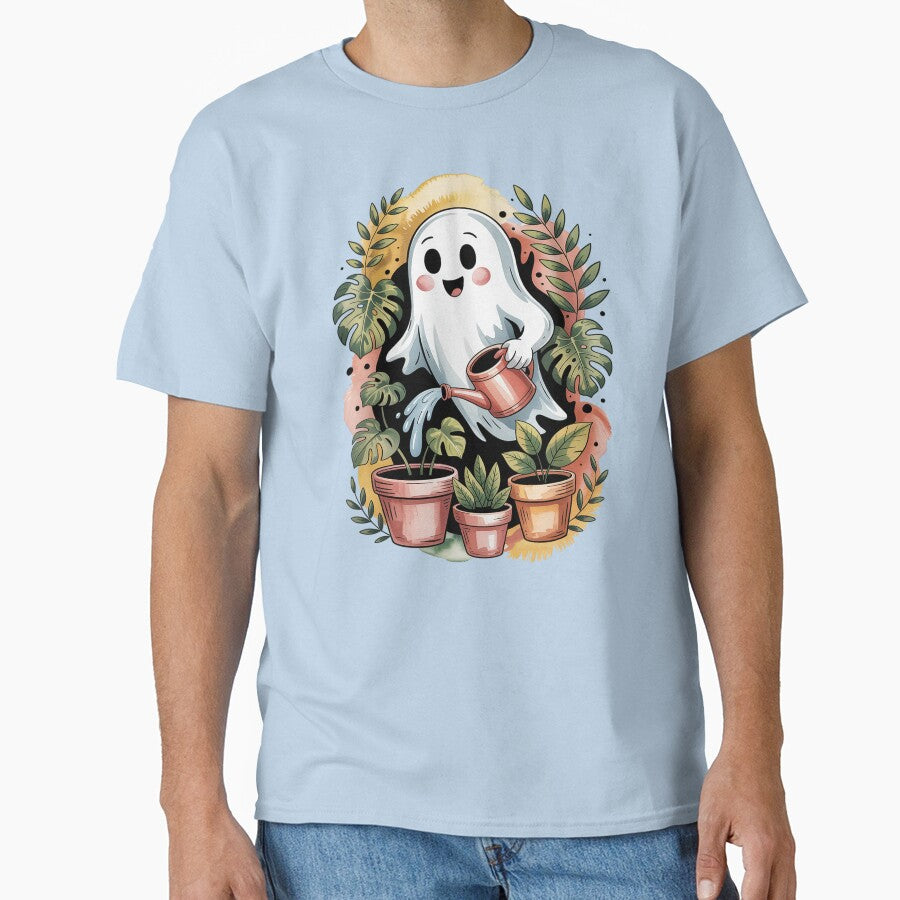 Plant Mom Ghost Shirt Watercolor Tattoo Botanical Tee, Whimsical Gardening Ghost Unisex Tee, Sweatshirt and... (Image 1)