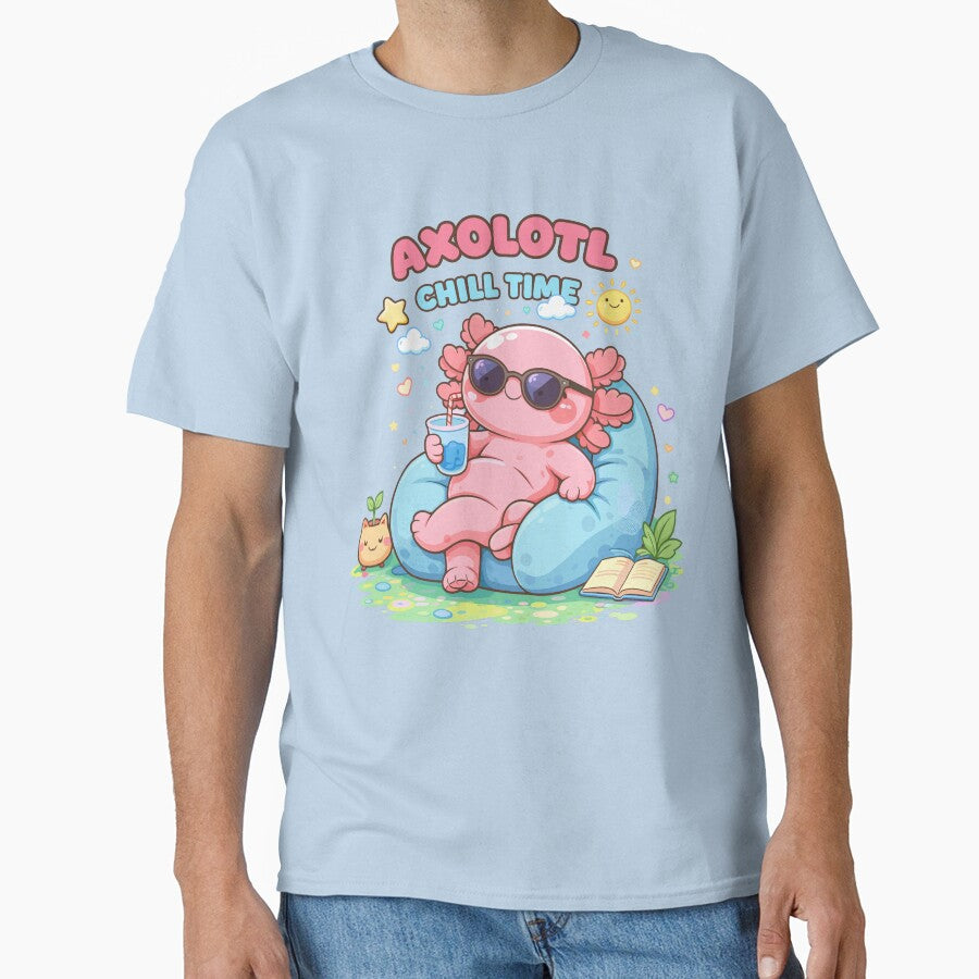 Cute Axolotl Chilling in Kawaii Funny Style by Sitchko T-Shirts, Hoodie, Sweatshirt | BlankRebels.com (Image 1)