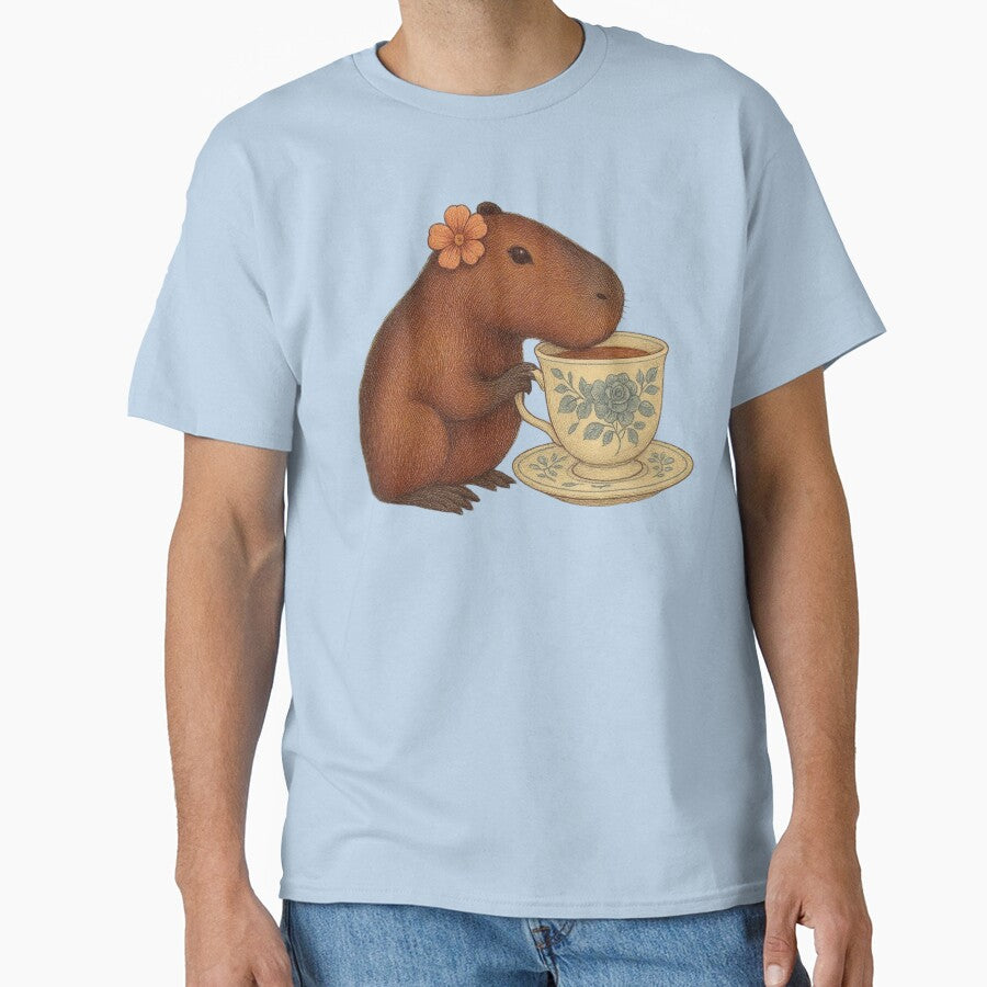 Cozy Capybara Drinking Tea – Cute Kawaii Animal by Aloloco T-Shirts, Hoodie, Sweatshirt | BlankRebels.com (Image 1)