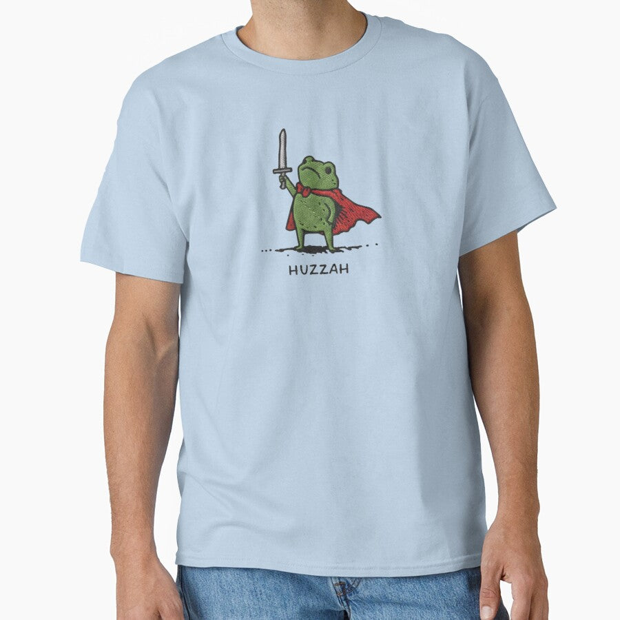 HUZZAH Brave Frog Knight – Cute Embroidered Kawaii Frog Illustration by NORTHLOOM T-Shirts, Hoodie, Sweatshirt (Image 1)