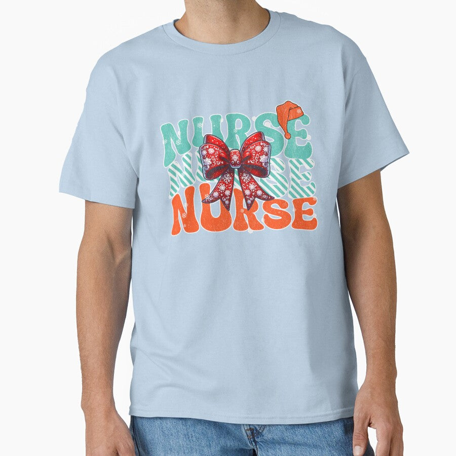 Christmas Nurse – Festive Holiday Bow Design by desly-mode T-Shirts, Hoodie, Sweatshirt | BlankRebels.com (Image 1)